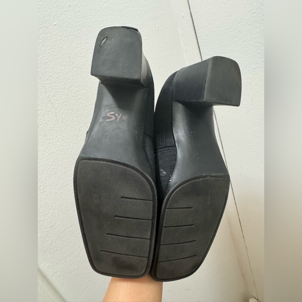 Liz Claiborne vintage square toe black stretch knit loafer pumps fits like 7.5 - Picture 3 of 6